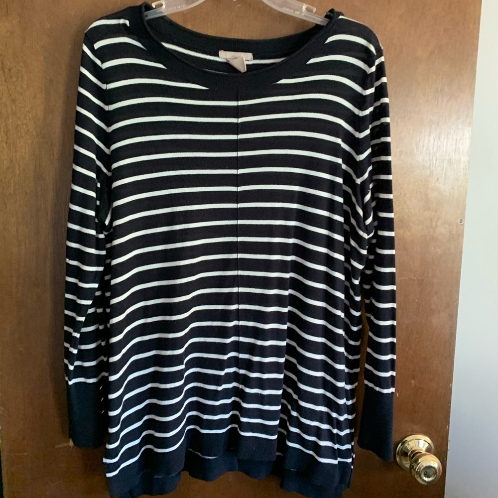 H&M navy striped sweater with buttons - size L
